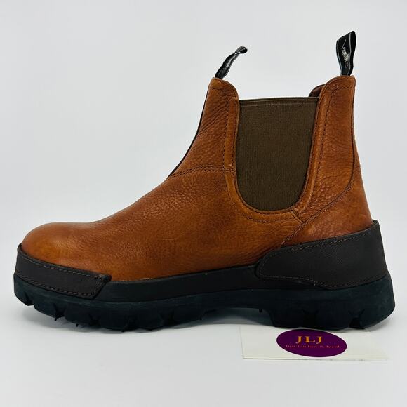 Polo Ralph Lauren Men's Oslo Brown Tumbled Leather Lug Chelsea Boots Size 7D - Picture 8 of 11